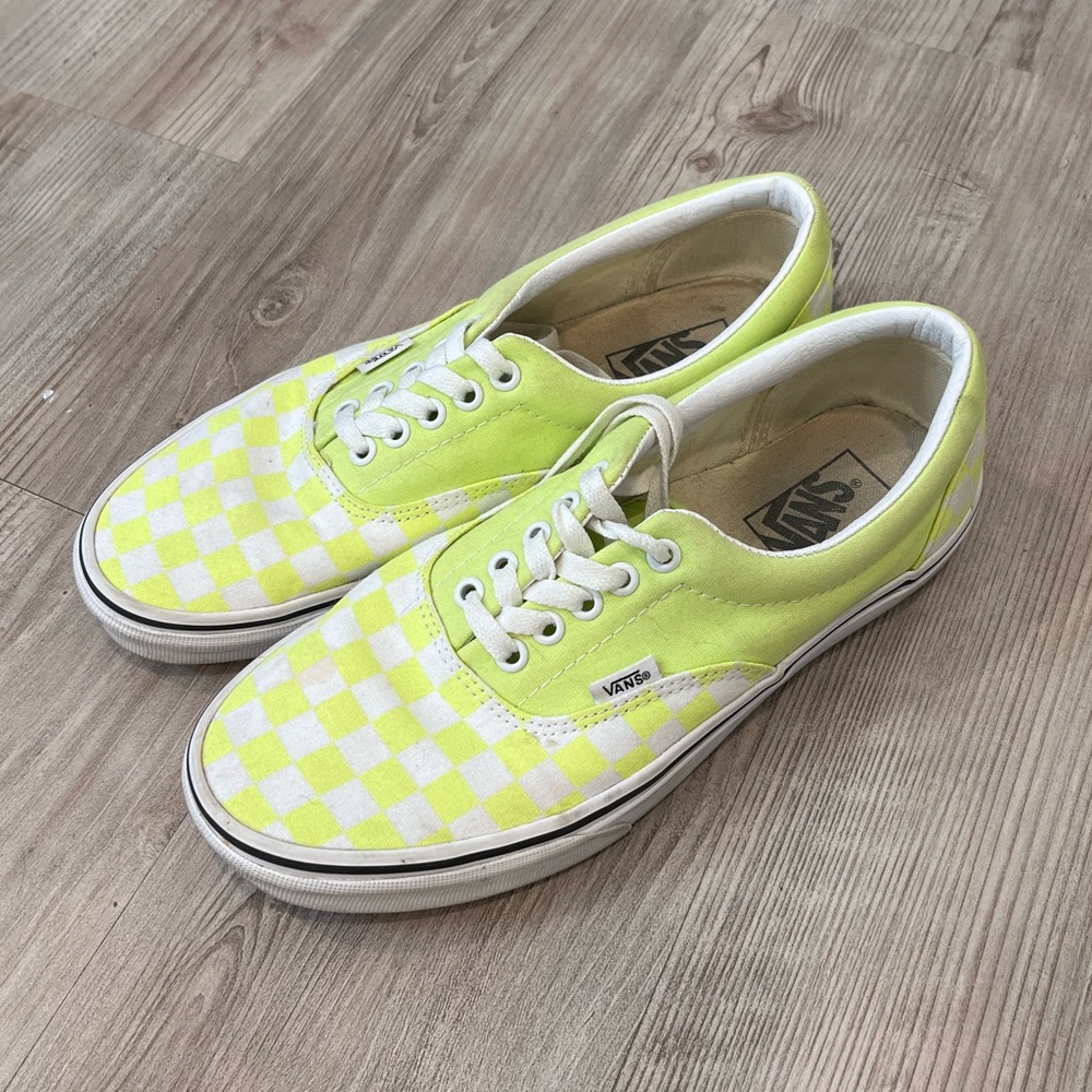 Vans Neon Yellow Checkered Sneakers